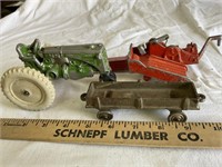 Vintage farm toys, tractor, Baler, train car