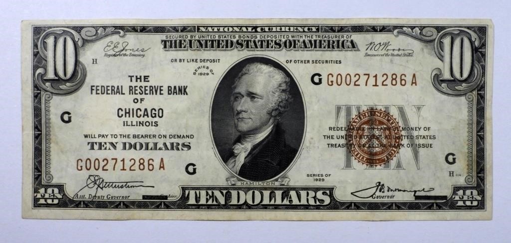 1929 $10 NATIONAL CURRENCY CHICAGO IL