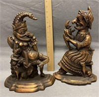 VTG Cast Brass "Punch & Judy" Fireplace Andirons