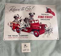 Rarin' to Go Texaco Fire-Chief Gasoline Sign