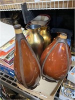 Home decor, brown vases, and jugs