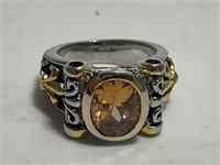 VINTAGE STERLING SILVER RING WITH CITRINE