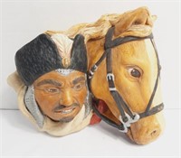 Vintage Chalkware Bossons Man with Horse Wall