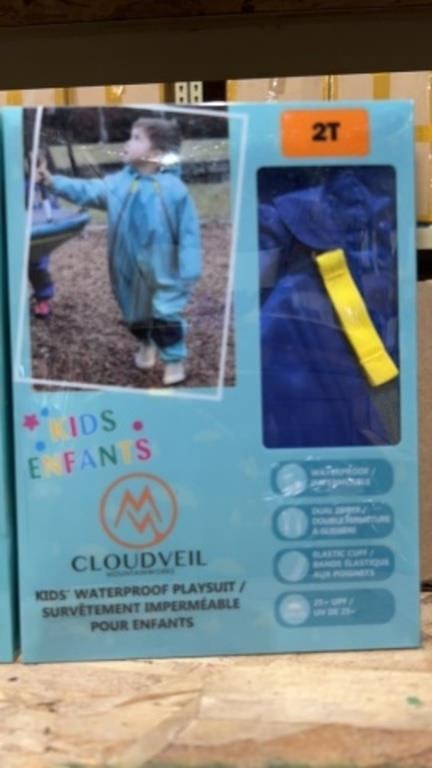 Size 2T Cloudveil kids waterproof play suit