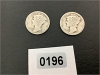 2 - 1929 SILVER MERCURY DIMES