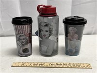 3 Marilyn Monroe Tumblers & Water Bottle