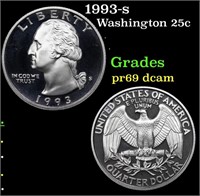 Proof 1993-s Washington Quarter 25c Grades GEM++ P