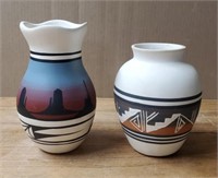 (2) Navajo Signed Vases