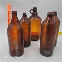 Vintage brown chlorox glass bottles