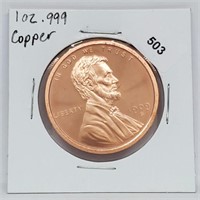 1oz .999 Copper Lincoln Round