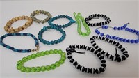 Chines Wood, Glass, Plastic Bead Bracelets