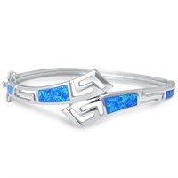 Silver Blue Opal Austrian Crystal Created Bracelet