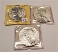 (2) 1922, ’23 Silver Dollars BU