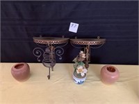 Decorative Brass Shelves, Vases +