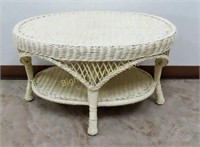 White Wicker Table Approx 20" X 30" X 18" Tall