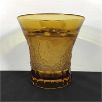 'PRIMROSE' AMBER GLASS VASE / FROG