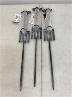 3 New 18" Tall Metal Stake Rain Gauges