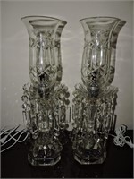Vintage Pair of Cut Crystal Boudoir Lamps w/ Prism