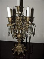 Vintage Italian Brass Candelabra w/ Prisms