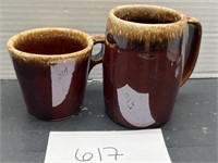 Vintage hull brown drip pottery mugs