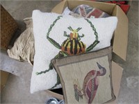 EMBROIDERED PILLOWS AND A PILLOW COVER
