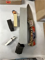 Large Civil War pocket knife, toy trucks, Chevy