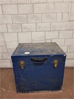 Blue vintage wood storage box