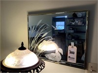 Decorative Mirror w/ Cat Tails & Water Fowl