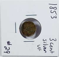 1853  Three Cent Silver   VF