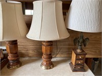 3 wood lamps