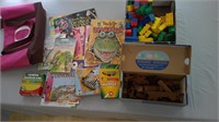 mega blocks, kids books, wooden puzzle