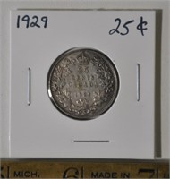 1939 silver Canada 25 cent coin