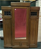 Mission Oak wardrobe with mother of pearl inlay