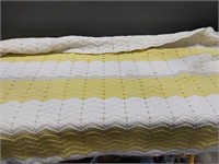 88"x71" Yellow & White Afghan (small spot)
