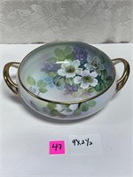 Vtg Nippon Hand Painted Bowl 2 Handles