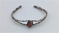 Sterling, silver twist, coral bracelet