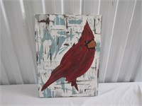 Cardinal Painting on Wood 16 1/2" T x 12" W