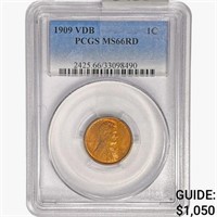 1909 VDB Wheat Cent PCGS MS66 RD