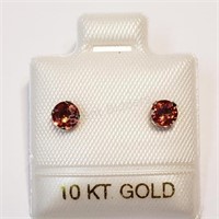 10K Yellow Gold, Red Sapphire Earrings