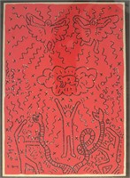 Keith Haring vintage art on paper and framed