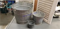 (3) galvanized buckets