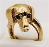 (M) Trifari Goldtone Dachshund Ring (size 9)
