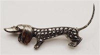 (M) Germany Marcasite Sterling Silver Dachshund
