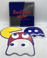 (SM) Red Bull Tin sign 10x10 and Pac Man Foam