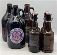 (SM) Growlers and Vintage Beer Bottles