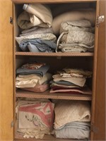 THIS CABINET FULL OF LINENS SOME VINTAGE
