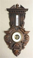 Henri II Style Acanthus Carved Walnut Barometer.