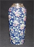 George V sterling silver collar ceramic vase
