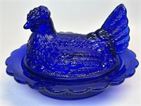 Cobalt Blue Hen On Nest