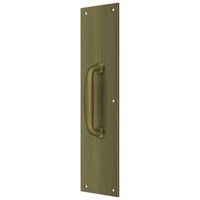 Deltana Push Plate with Handle, Antique Brass